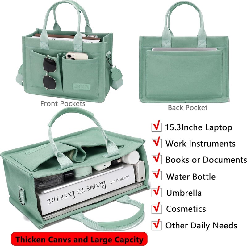 ZHMO Canvas Tote Bag for Women,Women's Bags Crossbody Bags Work Laptop Tote Bag Large Handbags Purse for Travel Nurse Teacher - Image 2